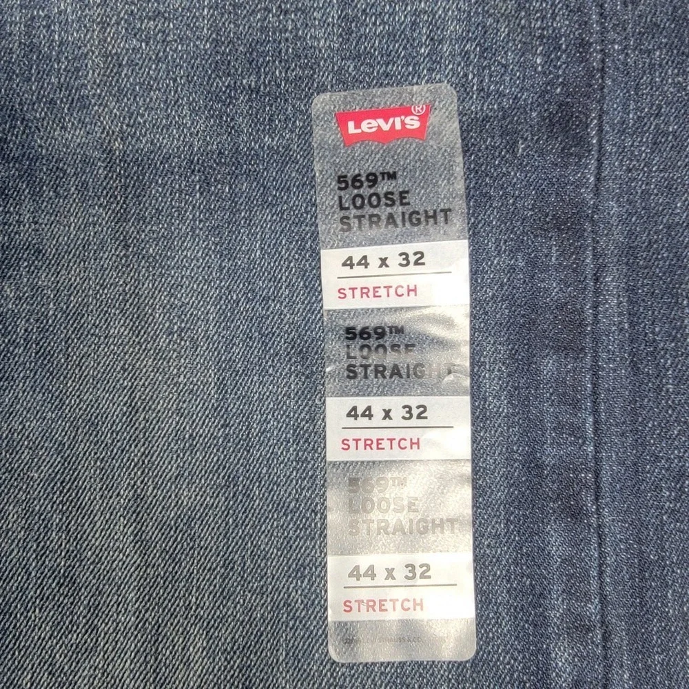 Levis Mens Jeans 569 Loose Straight Leg Stretch Denim Dark Wash 44x32 Western